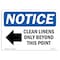 Signmission Sign, 7" H, Rigid Plastic, Clean Linens Only Beyond Sign With Symbol, Landscape, L-10611 OS-NS-P-710-L-10611 - alternate 1